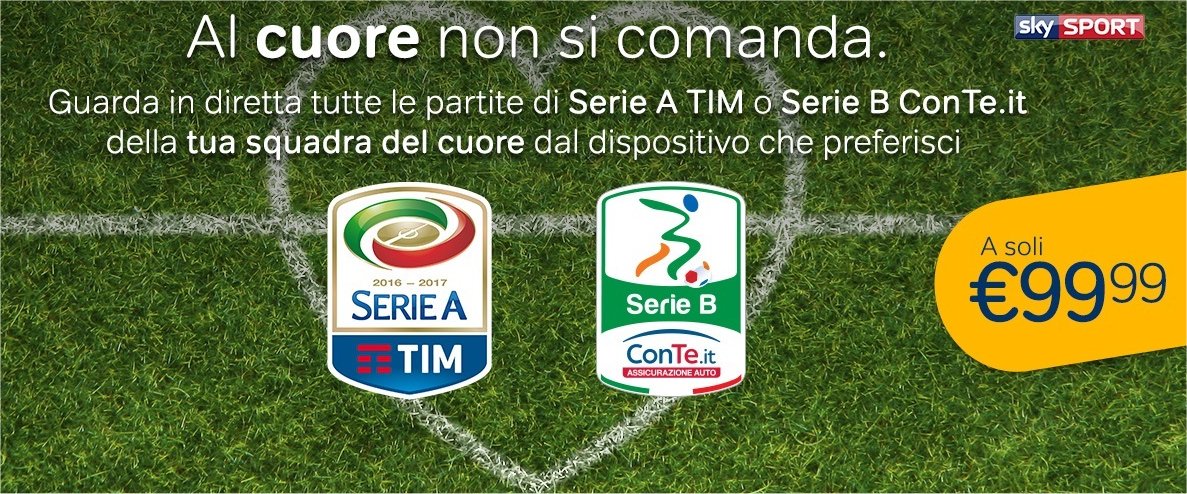 Tticket Squadra del Cuore Now Tv, tutte le dirette streaming in Serie A o B di una squadra 