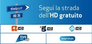 I canali Mediaset Canale 5 HD, Italia 1 HD, Rete 4 HD arrivano su Tivùsat