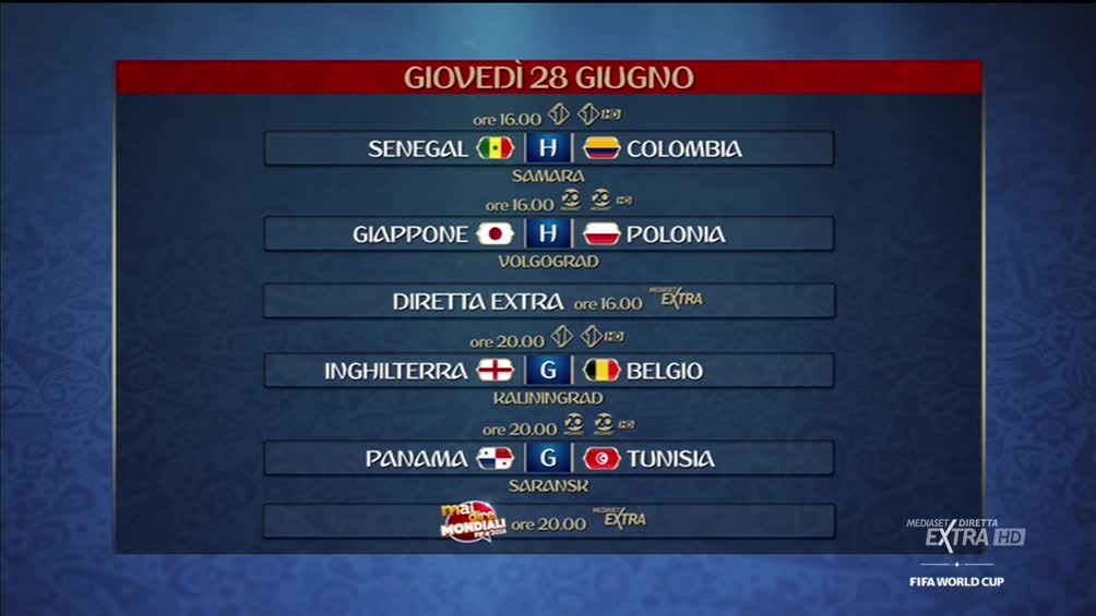 #MondialiMediaset, gli ultimi 4 posti per la 2a fase. Diretta Tv Italia 1, Canale 20 ed Extra