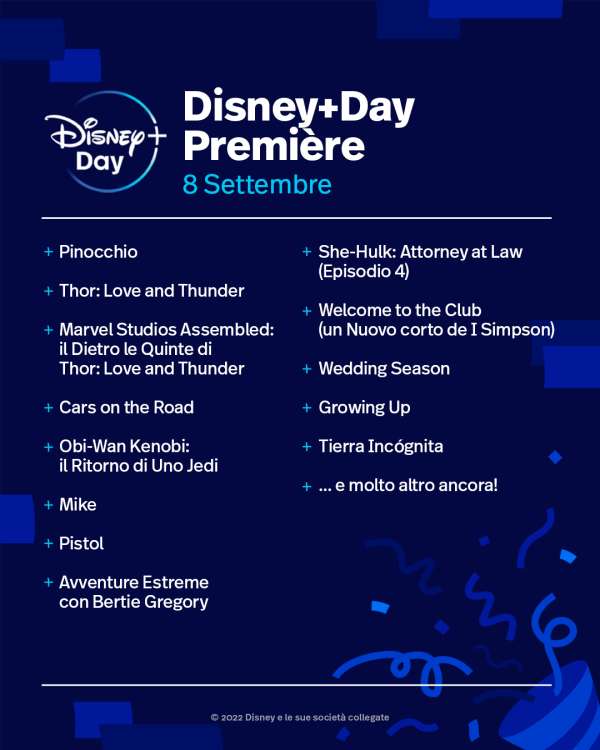 8 Settembre 2022, è Disney + Day, con nuovi titoli e una speciale promo