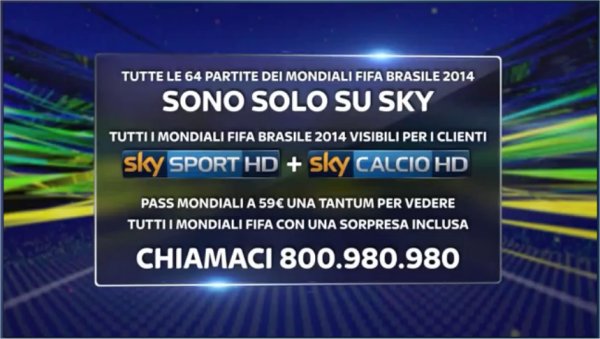 Brasile 2014 su Sky Sport, cambia la numerazione dei canali sul decoder