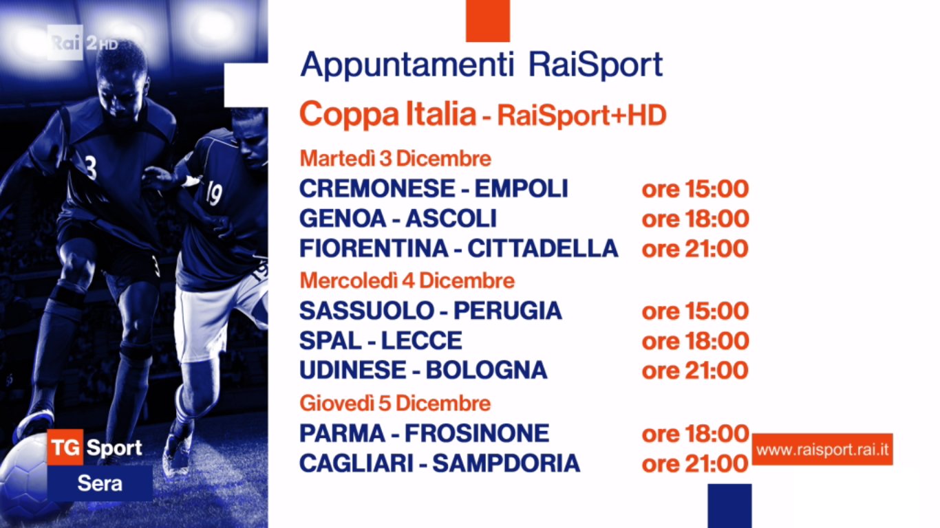 Foto - Rai Sport, Coppa Italia 2019/2020 4 Turno - Programma e Telecronisti