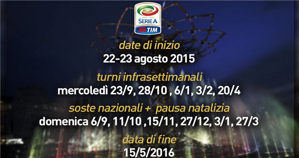 Serie A 2015 - 2016, anticipi e posticipi Sky Sport e Premium Mediaset | 24a - 30a giornata