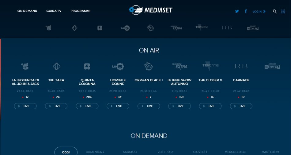Mediaset attiva la diretta streaming dei canali free sul sito e via app