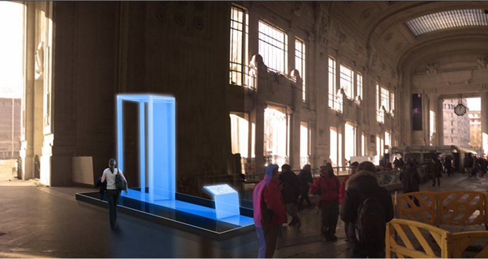 Sky 3D porta installazione luminosa in attesa di San Pietro e le Basiliche Papali di Roma 3D 