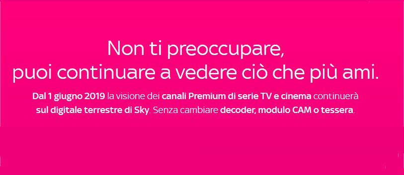Canali Premium Cinema e Serie visibili sul digitale terrestre con Sky