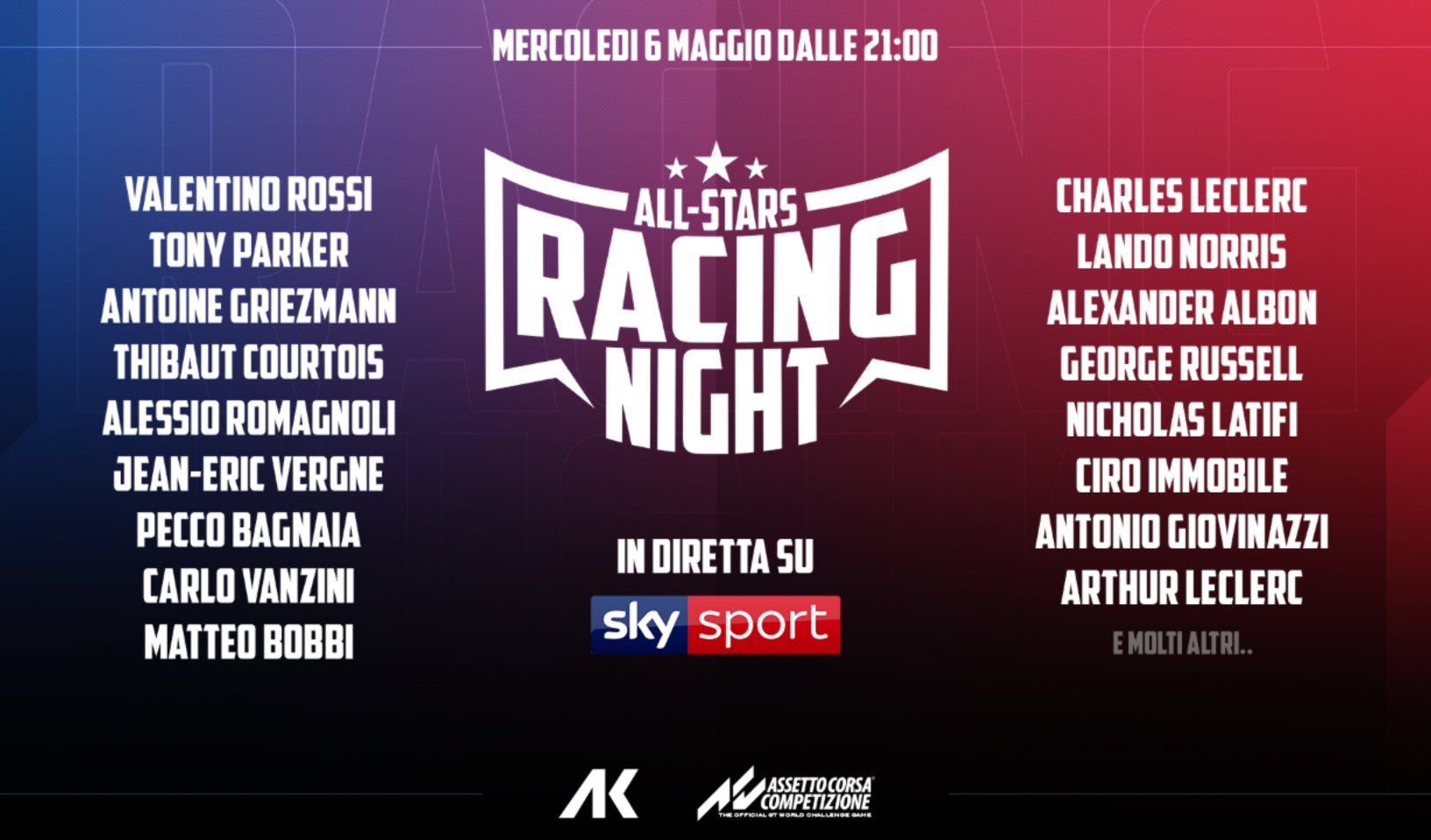 Formula 1 vs MotoGP nella «All stars racing night» in diretta su Sky Sport