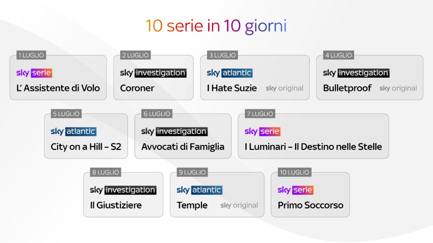 10 novità in 10 giorni per il lancio Sky Serie e Sky Investigation