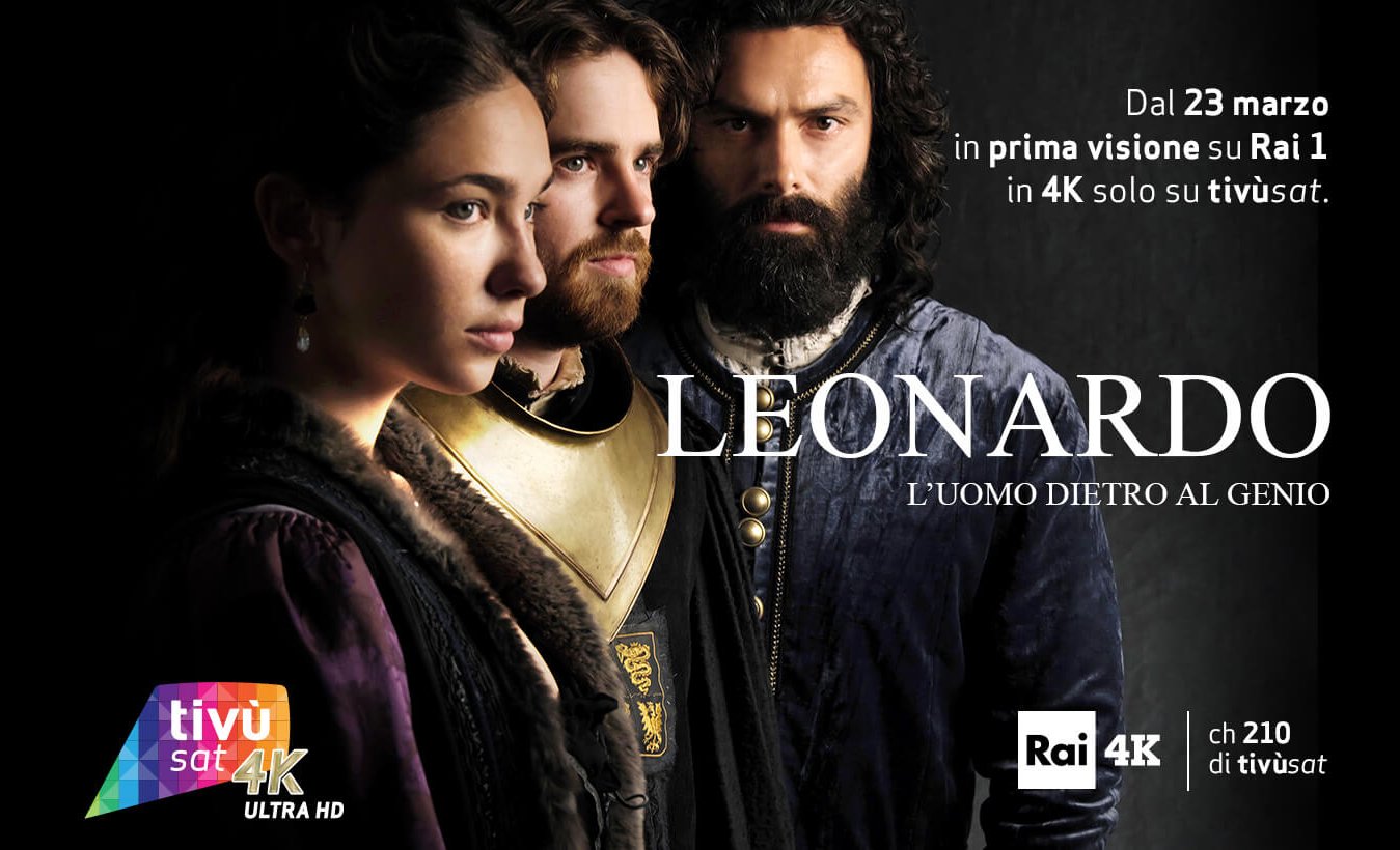 La fiction Leonardo in prima tv Ultra Alta Definizione su Rai 4K