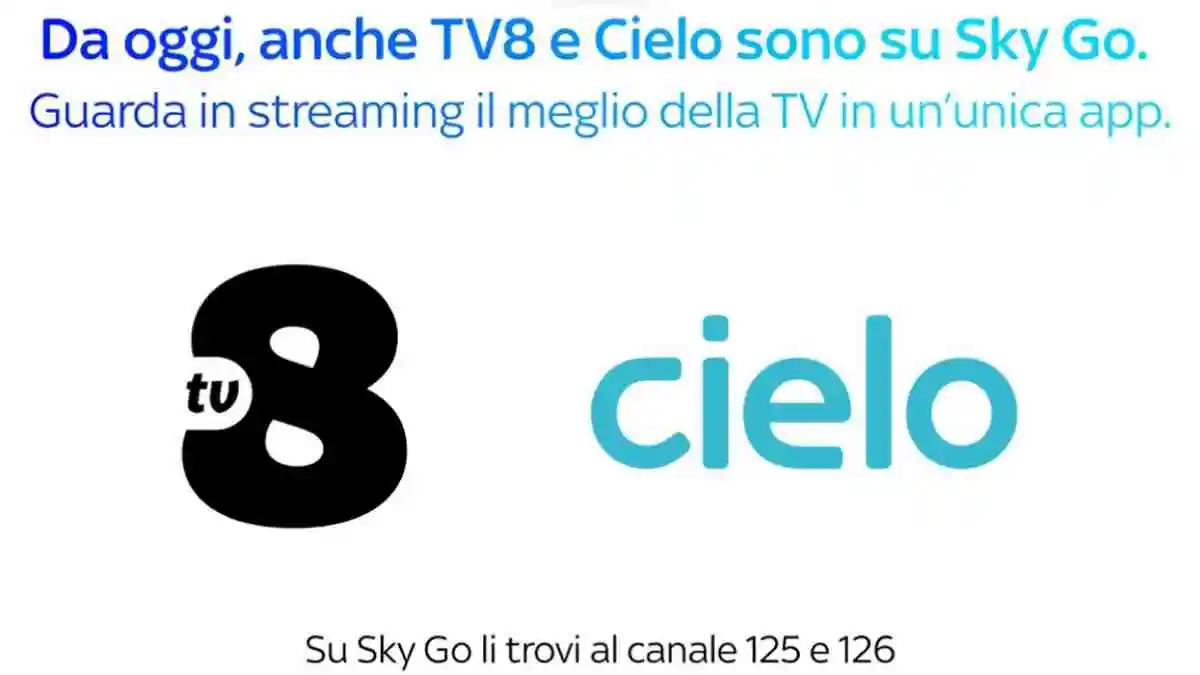Sky Go include in mobilità i canali free TV8 e Cielo su Smartphone, Tablet e PC
